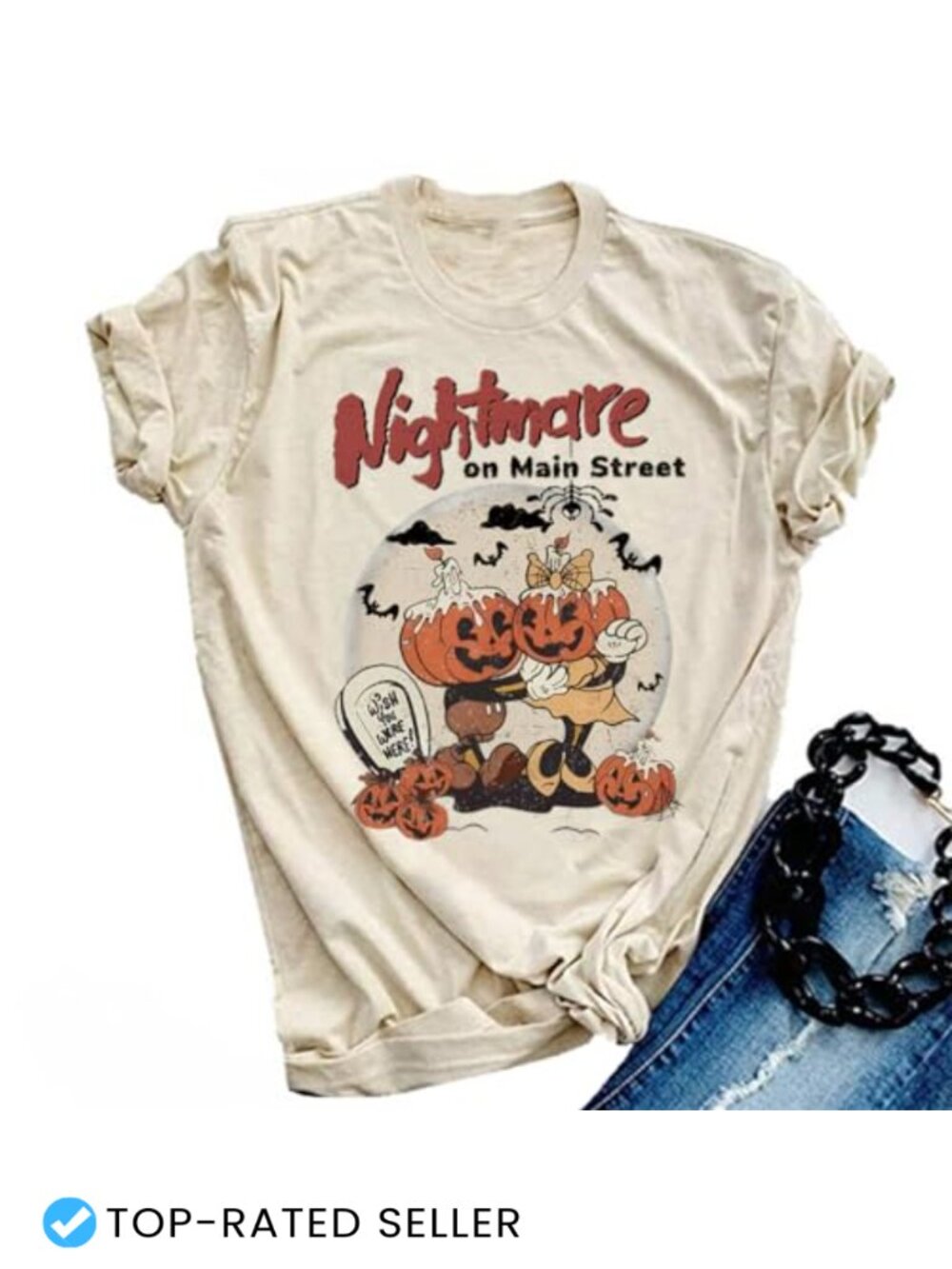 Women's Halloween Novelty Cotton Tee Pumpkin Print Short Sleeve T-Shirt Fall
